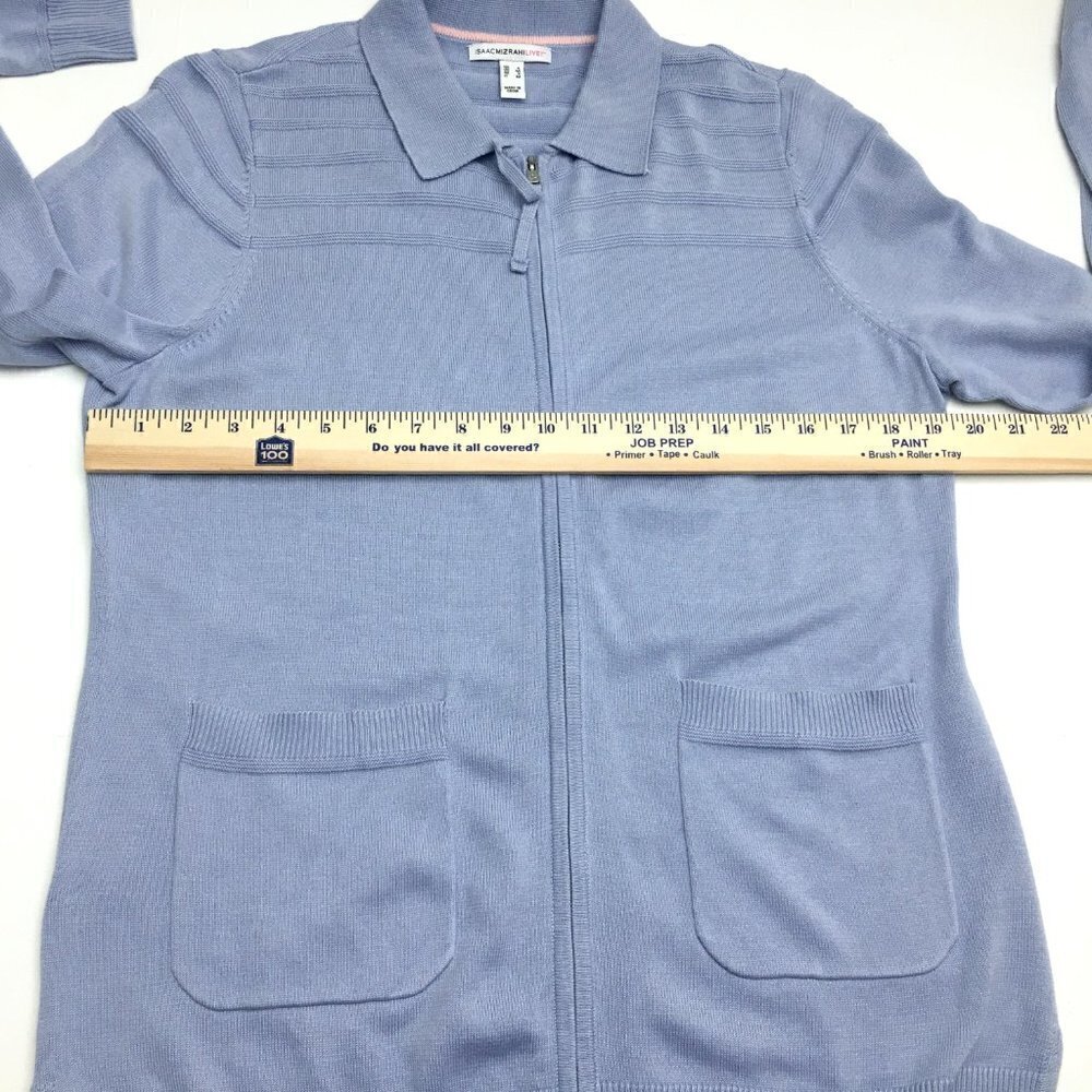 NEW Isaac Mizrahi Women's Light Blue Cardigan Sweater Zipper Front Pockets Small - Picture 6 of 10